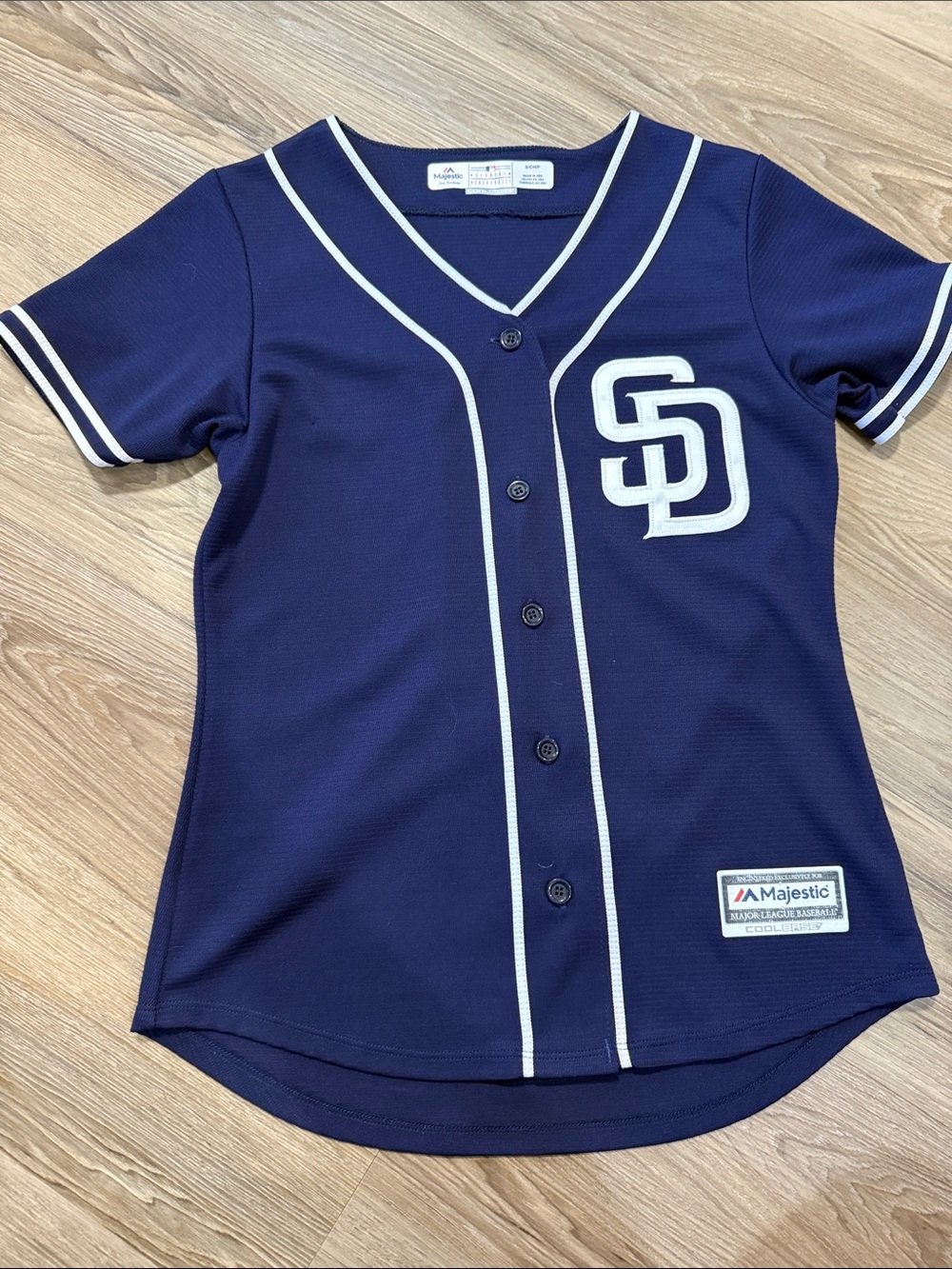 Majestic Navy and White Women’s Button-Front Padres Baseball Jersey